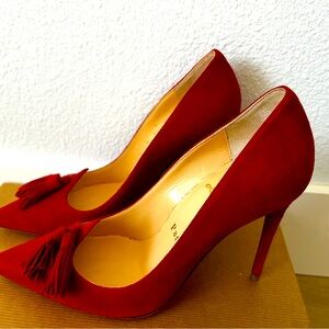 Christian Louboutin red suede heels pump. Brand New never worn. Size 5.0